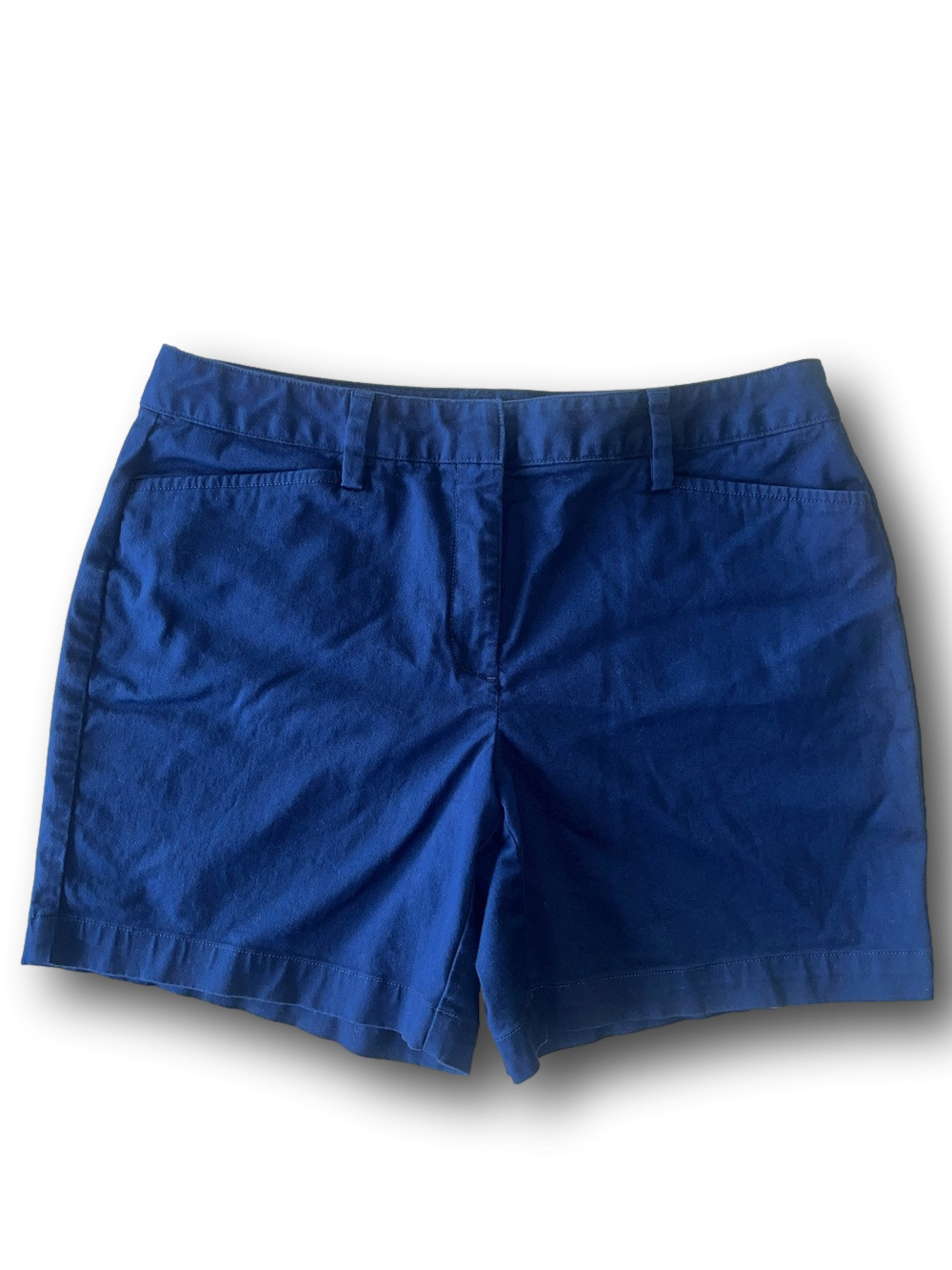 Lands End Women’s Classic Mid Rise Navy Stretch Chino Shorts 12P